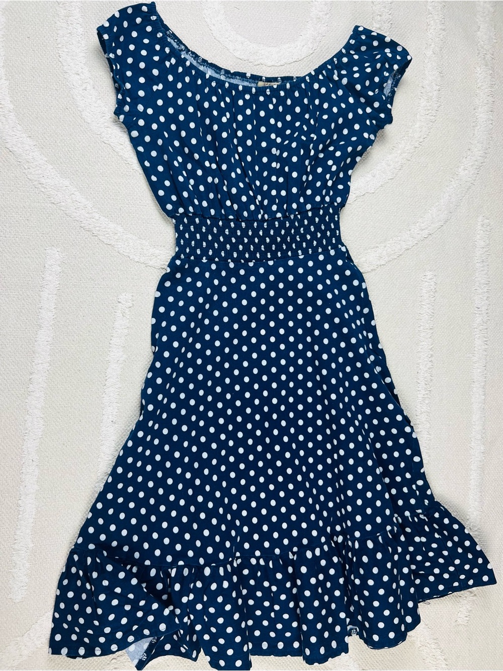 Polka Dot Navy and White Dress – M | Retro-Inspired - Picture 10 of 15